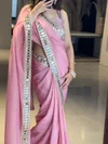 Kt 3012 Sapce Silk Fancy Mirror Lace Border Saree